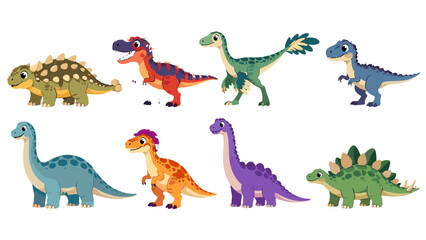Cute cartoon dinosaur character set isolated on white background © icon_art
