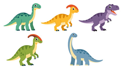 Cute cartoon dinosaur character set isolated on white background © icon_art