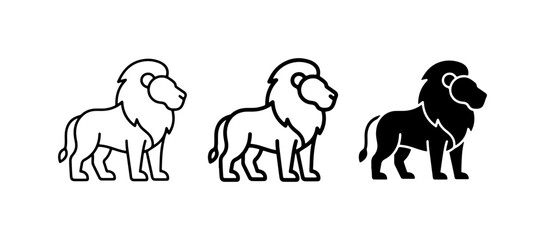 Obraz premium Lion Icons, Vector Graphics, Animal Silhouettes, King of Beasts Illustrations
