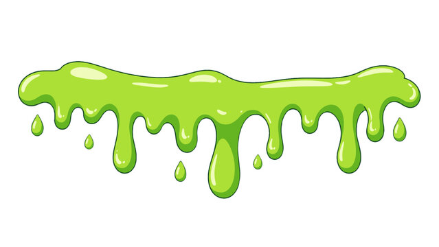 Green dripping slime border cartoon vector illustration