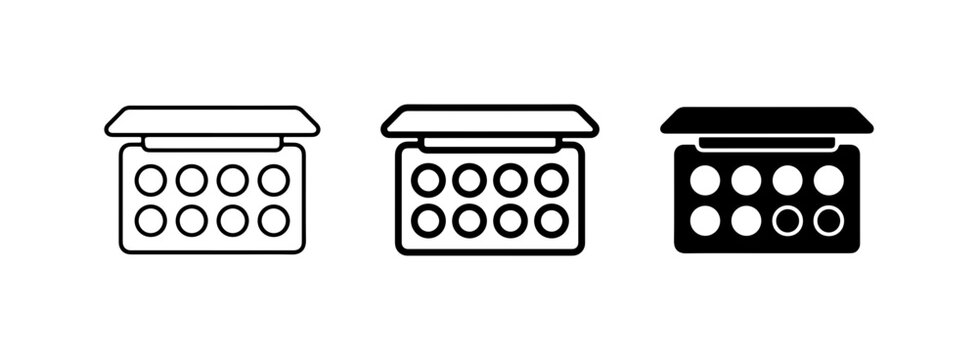 Makeup Palette Icons, Cosmetic Eyeshadow Set, Beauty Product Collection Vector