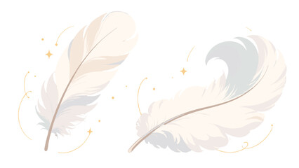 Soft white feather set with delicate decorative swirls © icon_art