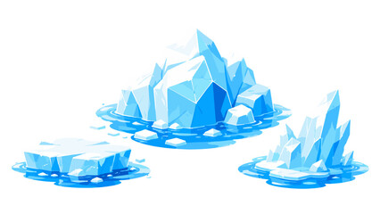 Blue floating icebergs and ice crystal formations on water © icon_art