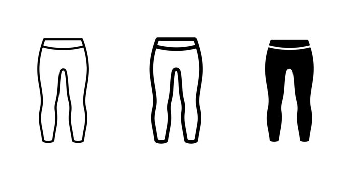 Leggings Icons Set, Outline and Solid Styles, Activewear Apparel Vector Graphics