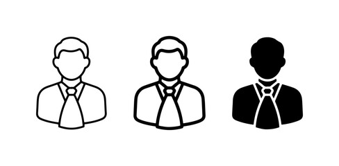 Fototapeta premium Business Man Icons, Professional Male Silhouette, Corporate Person Symbols, Simple Vector Graphics