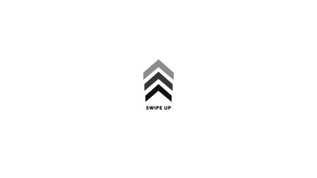 Swipe up arrows motion graphics animation on white background with Alpha channel. Moving up swipe up animation.