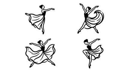 Obraz premium Four dancing women in flowing dresses.