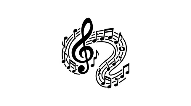 a black and white musical note symbol.