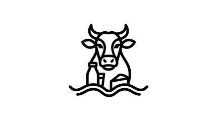 Fototapeta premium A cow relaxing with a beer bottle.