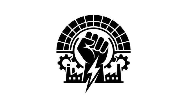 Industrial revolution labor union activist symbol.