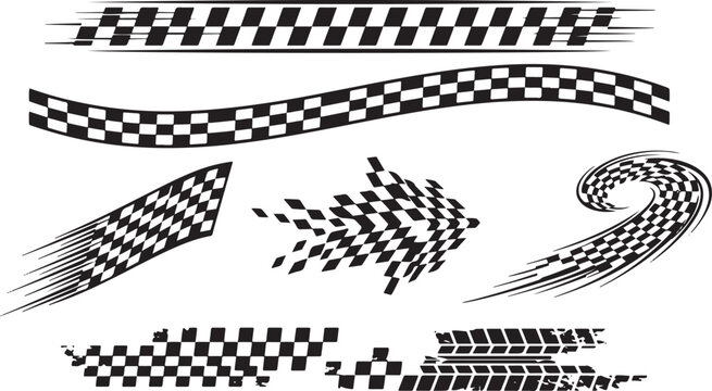 Abstract patterns showcasing dynamic shapes and checkerboard design elements visually
