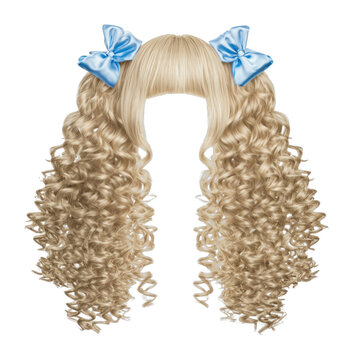 PNG Curly blonde hair with bows
