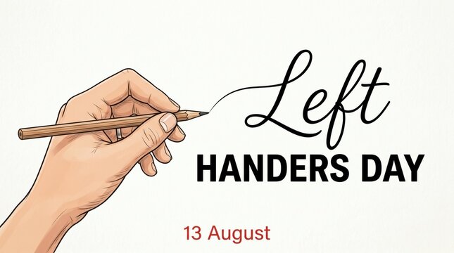 Hand writing Left Handers Day on August 13th