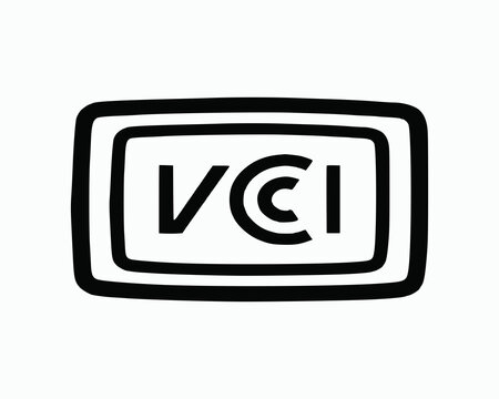 VCI compliance mark icon used for electronic product packaging to indicate electromagnetic interference certification for manufacturers and exporters