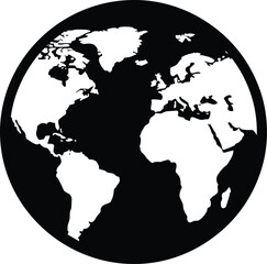 Obraz premium World Globe Silhouette Map Illustration with Continents and Global Geography
