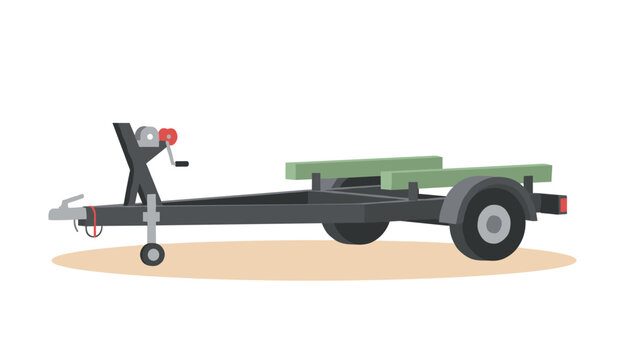 Boat trailer with winch and rollers for marine vehicle transport featuring sturdy frame and hitch system for safe towing and launching.
