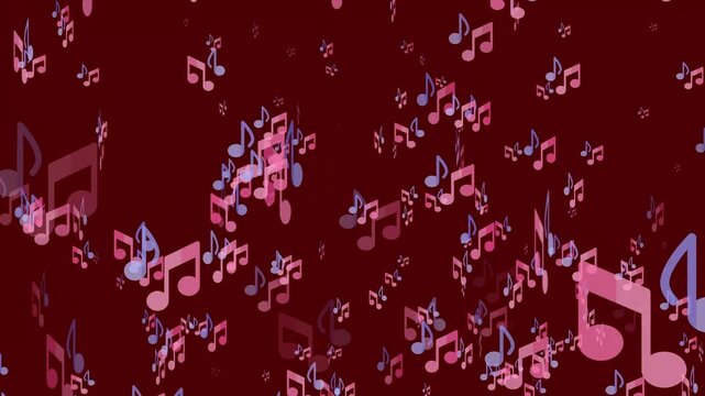 Falling music icon animation with falling effect from top to bottom . 4K animated video perfect for music overlays...
