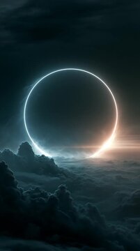 Gigantic luminous portal floating above clouds, mysterious light glowing beyond the gateway, cinematic and surreal, evoking opportunity, wonder, and limitless possibilities