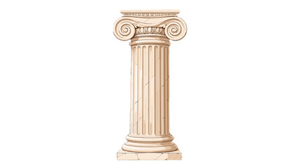 Naklejka premium Classical marble column with ornate Ionic capital illustration