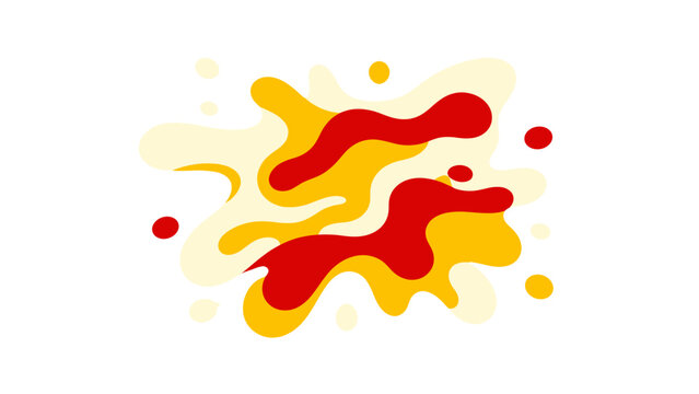 Red yellow and white sauce splashes in flat vector style