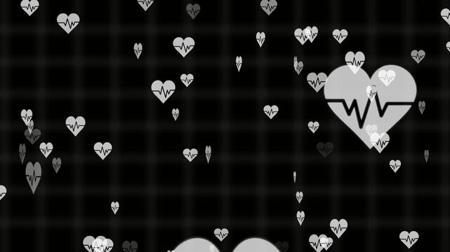 Falling celebrate hearts up to down with love decoration background with grid background...