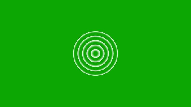 Animated Radio Wave Sound Signal Concentric Circles on Chroma Key Green Screen,background,with video animation.