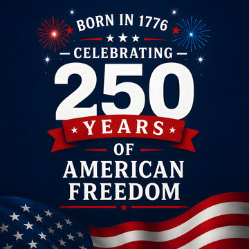 Born in 1776 celebrating 250 years of american freedom, independence day design.