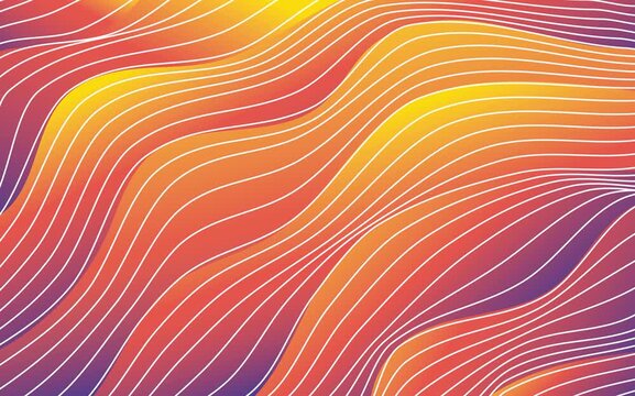 Abstract Wavy Lines Gradient Background with Orange and Purple Hues