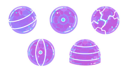 Glowing purple spherical shield and dome barrier set © Andrei