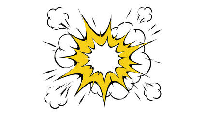 Comic explosion burst with smoke clouds isolated on white © Andrei