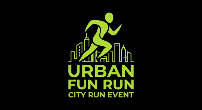 Urban Fun Run City Event Vector Graphic Design and Illustration