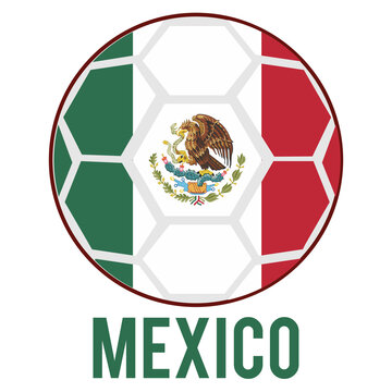 Mexico Flag on a Soccer Ball Design as a Participant of Soccer World Championship 2026