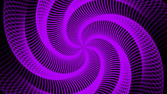 Hypnotic Purple Spiral Radio Wave Abstract Background Featuring Glowing Neon Lines and Vortex Patterns