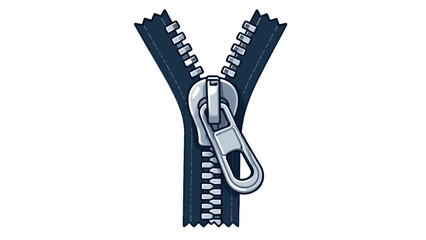 Cartoon zipper with metal pull isolated on white background © Andrei