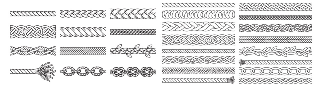 Rope and Braid Border Pack - Decorative Celtic Knot, Chain and Twine Line Art Borders