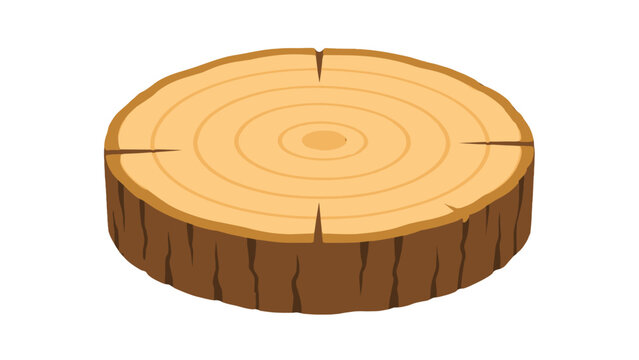 Flat vector illustration of a cut tree trunk wood slice