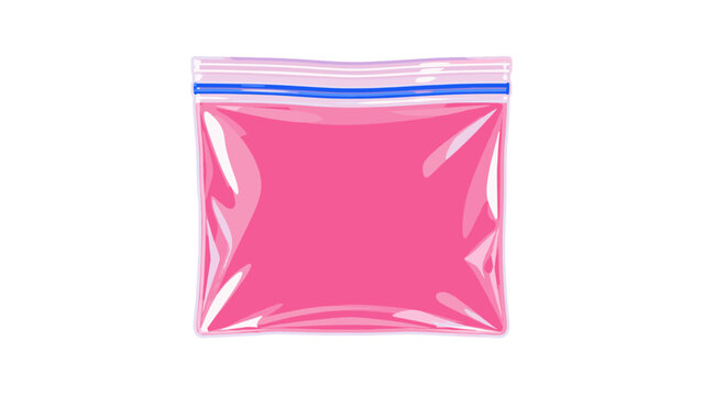 Pink resealable plastic zip bag isolated on white background