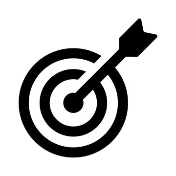 Target Goal Icon Vector Illustration with Bullseye and Arrow for Business Objectives, Marketing Success, Performance Tracking and Strategic Achievement