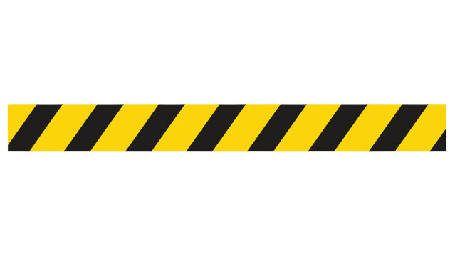 Yellow and black striped caution tape isolated on white