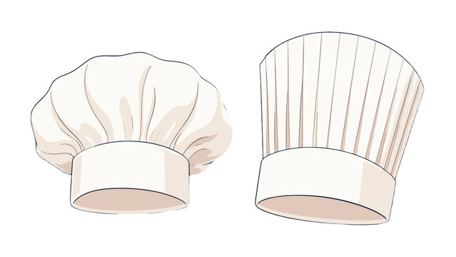 Set of two chef hats and toque illustrations isolated on white
