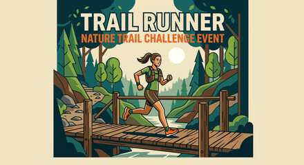 Obraz premium Trail Runner Nature Trail Challenge Event Poster Design