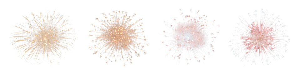 Obraz premium PNG Colorful fireworks bursting in the night sky, transparent background