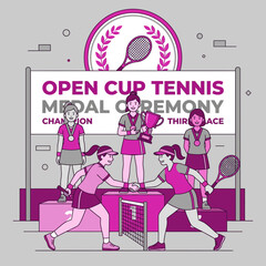 Obraz premium Tennis Championship Medal Ceremony Celebration And Sportsmanship For Winners