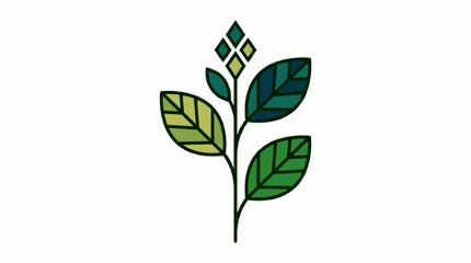 Fototapeta premium Stylized illustration of a plant stem with vibrant green leaves and a budding top, symbolizing growth, natural beauty, and eco-friendly concepts in a minimalist design