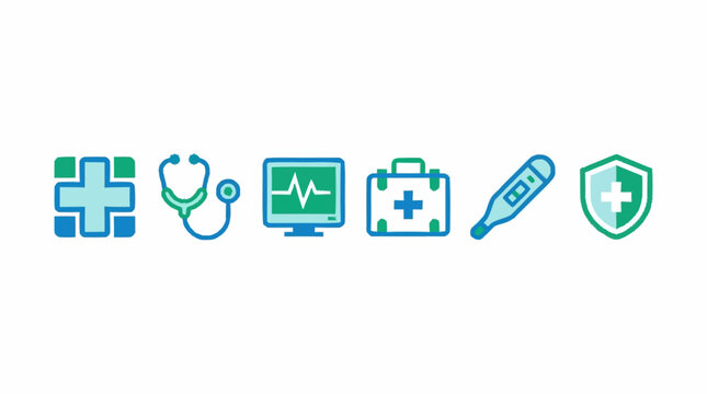Flat Design Medical and Healthcare Icons Set.