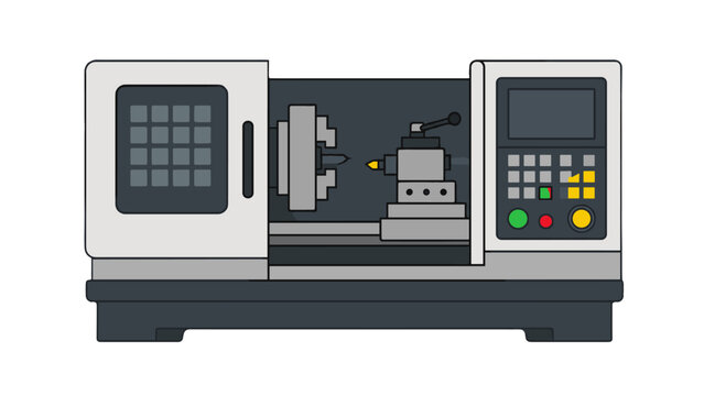 CNC lathe machine color icon with control panel