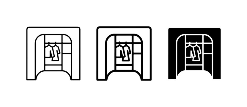 Wardrobe Icons, Closet Symbol, Clothing Storage Vector Set, Fashion Organization