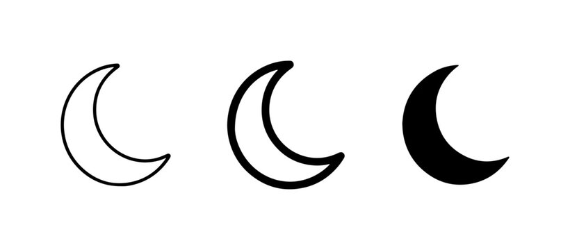 Crescent Moon Icons, Celestial Symbols, Night Sky Graphics, Lunar Phases, Vector Art