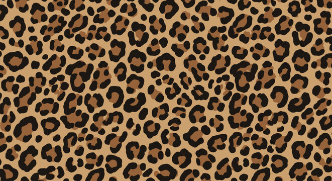 Leopard print seamless pattern vector, brown cheetah animal skin texture, wild safari jaguar fur background for fashion textile design
