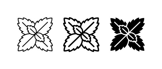 Mint Leaf Icons, Fresh Herb Vector Graphics, Culinary Ingredient Symbols © Tushar